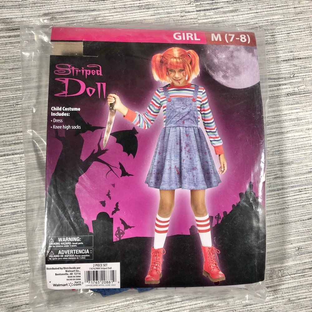 Girls Chucky costume size M (7/8).  (c52)